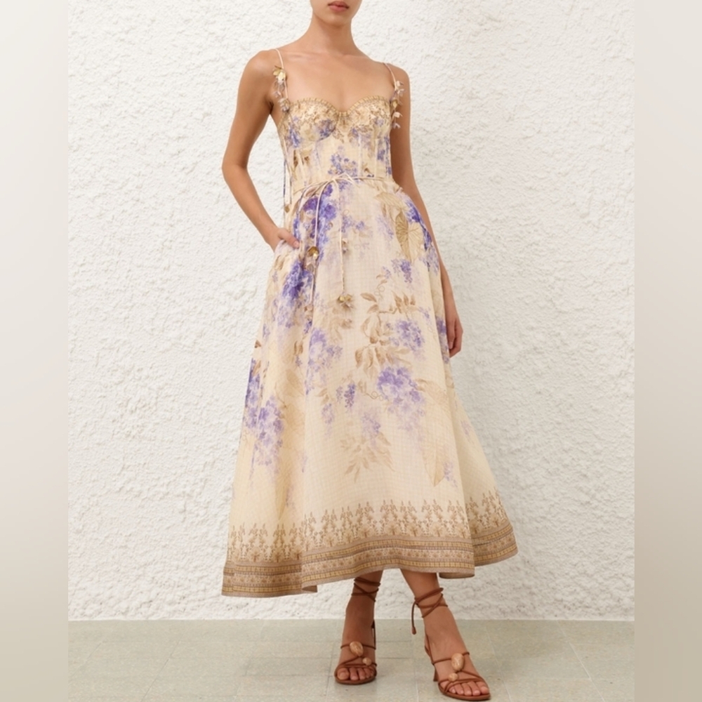 Zimmermann Picnic Floral Midi-Dress
